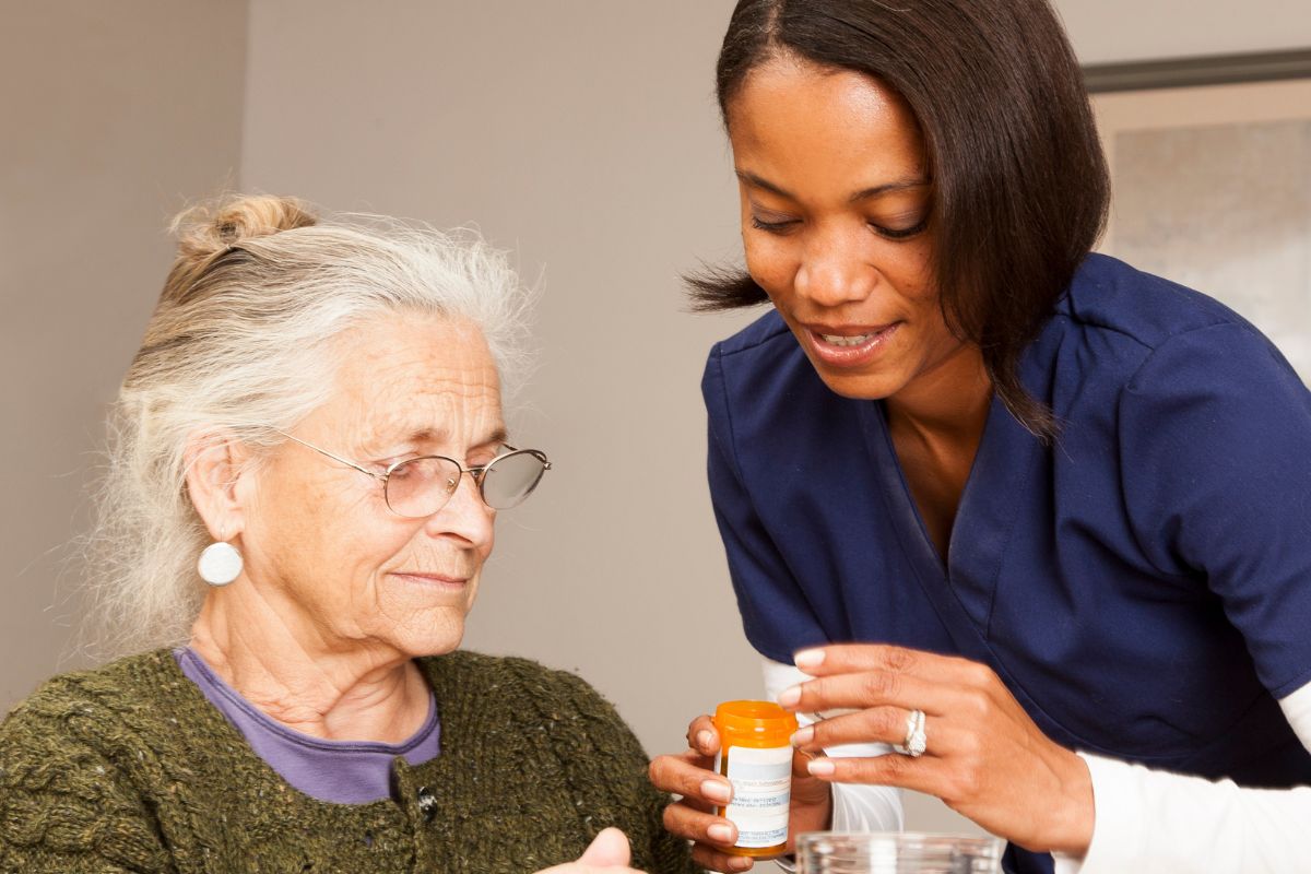 Caregiver with resident at Sunshine Hill